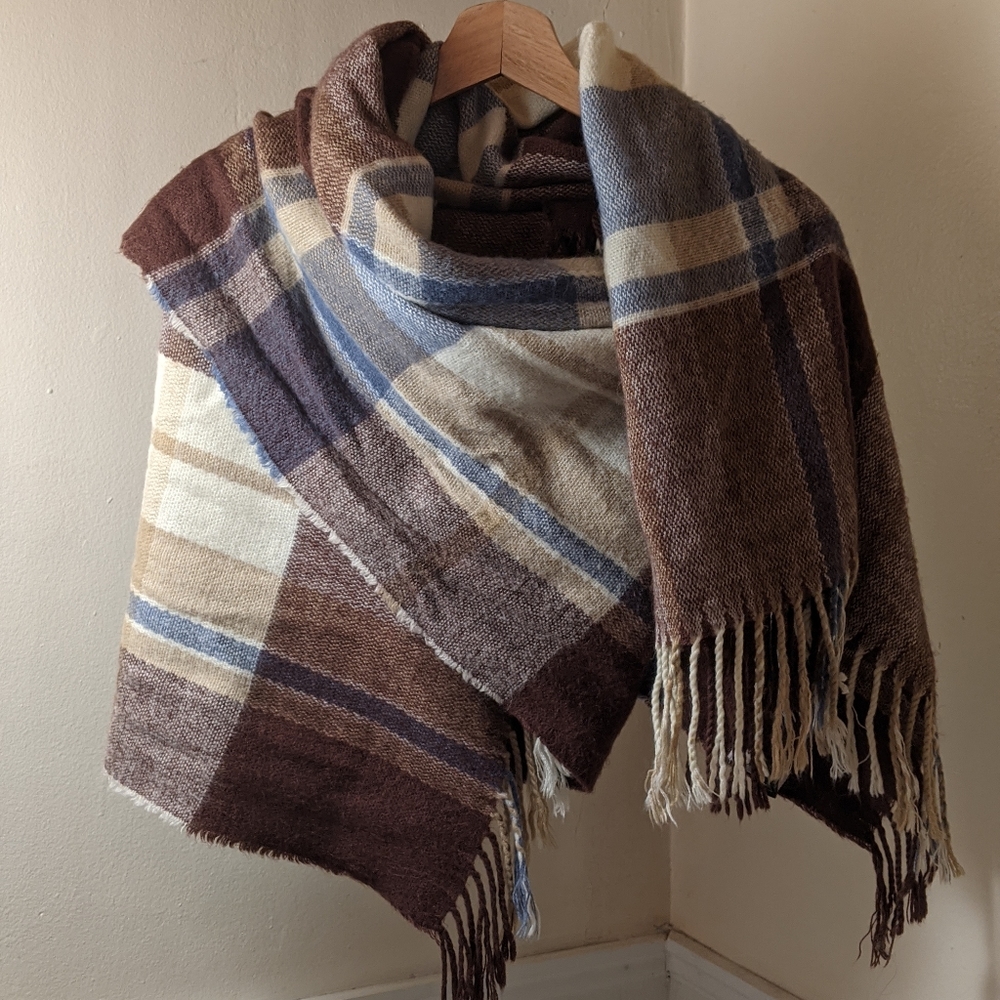 Plum Plaid Blanket Scarf